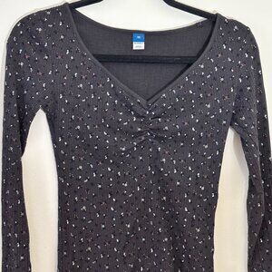Old Navy Long Sleeve Floral Ribbed Top